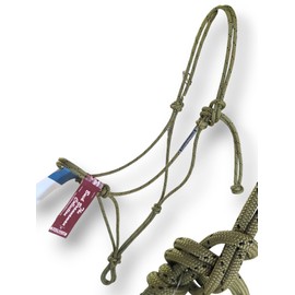 Double Diamond 6mm Nylon Reata Arabian Sized Horse Halters | Built by Cowboys, Tested by Broncs | Buck Brannaman Series | Arabian Size (Lime/Black Tracer)