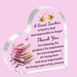 SDOFY Teacher Gifts for Women Heart Shaped Acrylic Plaque Gifts for Teachers Thank You Teacher Gifts from Student Teacher Leaving Gifts End of the Year