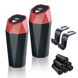 YIOVVOM Car Trash Can with Lid, Mini Essential Car Accessories for Interior, Leakproof Car Garbage Can with 90 Attached Trash Bags and 2 Hooks, Multipurpose Car Organizers and Storage for Car