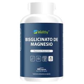 Wellthy Bisglicinato Magnesio 400 Cápsulas 432mg 100 Natural Alta Absorción Vcaps Veganas