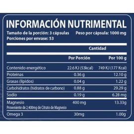 Citrato De Magnesio + Omega 3 | 160 Cápsulas | Naturagel Sin Sabor