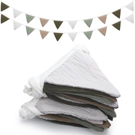 Oudain 17 ft Pennant Banner Flags, 2 Pcs Nursery Garland Triangle Bunting Flag Baby Banner for Nursery Decor Baby Birthday Boho Wedding Shower Party Event, Each 8.5 ft(Deep Color)