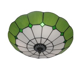 Skyweel 16 Inch Vintage Chandeliers Light Tiffany Style Ceiling Light Stained Glass Flush Mount Ceiling Lighting Fixtures Lamps (16 Inch Green A)