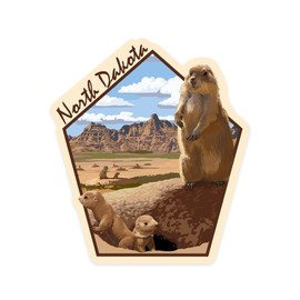 Die Cut Sticker North Dakota, Prairie Dogs, Vinyl Sticker 1 to 3 inches (Waterproof Decal for Cars, Water Bottles, Laptops, Coolers), Small