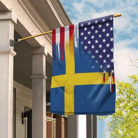 PERFECTMEN Flags Swedish American Flag Friendship USA Sweden Root House Flag (29.5" x 39.5")-USA Flags Premium Polyester-Decorative Indoor Outdoor Flag