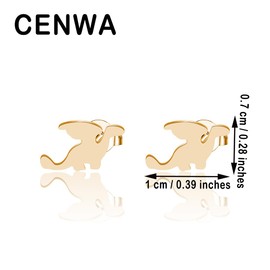 CENWA Tiny Flying Dragon Stud Earrings Dragon Earrings Dragon Jewelry, Stainless Steel, No Gemstone