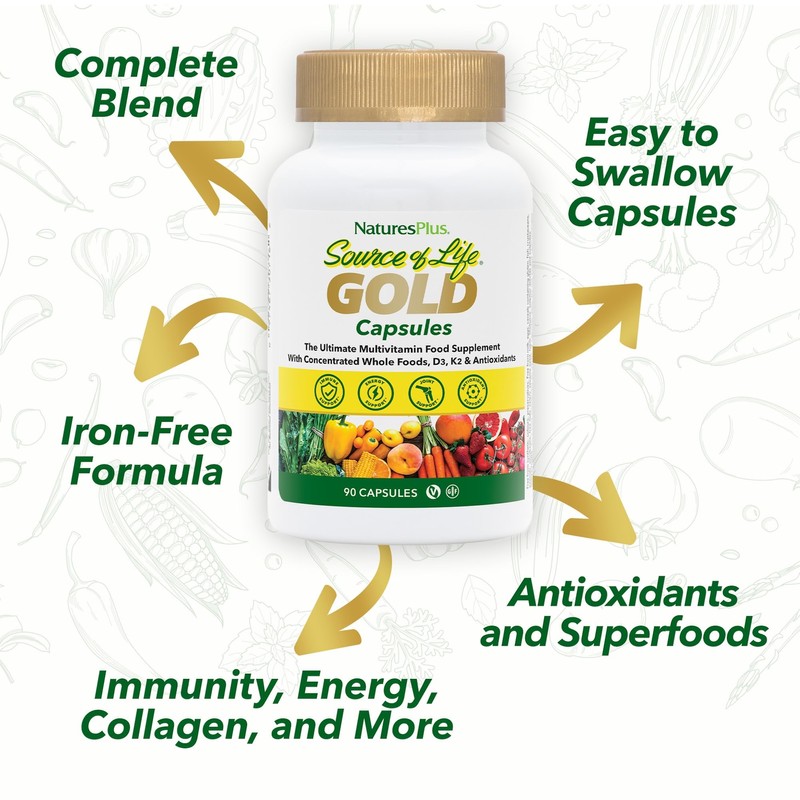 NaturesPlus Source of Life Gold Capsules - Whole Food Based