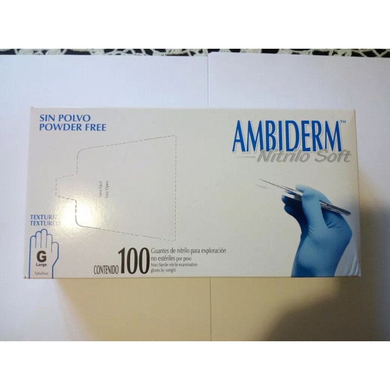 Ambiderm Guantes descartables antideslizantes Ambiderm Soft color azul talle G