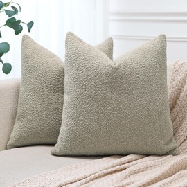 JOTOM Set of 2 Cushion Covers 40x40 cm Textured Boucle Oatmeal Decorative Throw Pillow Covers 16x16 Inch Square Cushion Case Home Decor Pillowcases for Couch Sofa Living Room Bed (Oatmeal)