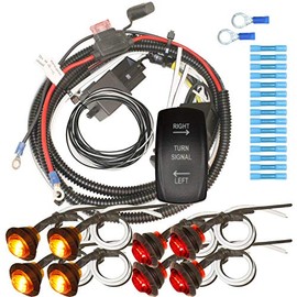 MCSADVENTURES Rocker Switch Turn Signal Street Legal Kit Universal for ATV UTV Side by Side SXS LED Light Flasher Relay Fits Polaris RZR Ranger Turbo Can-Am (Horizontal: Non-Backlit, Green)