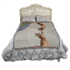 Pure Country Weavers Hands of God and Adam Blanket by Michelangelo - Sistine Chapel Creation of Adam - Fine Art Gift Tapestry Throw Woven from Cotton - Made in The USA (72x54)
