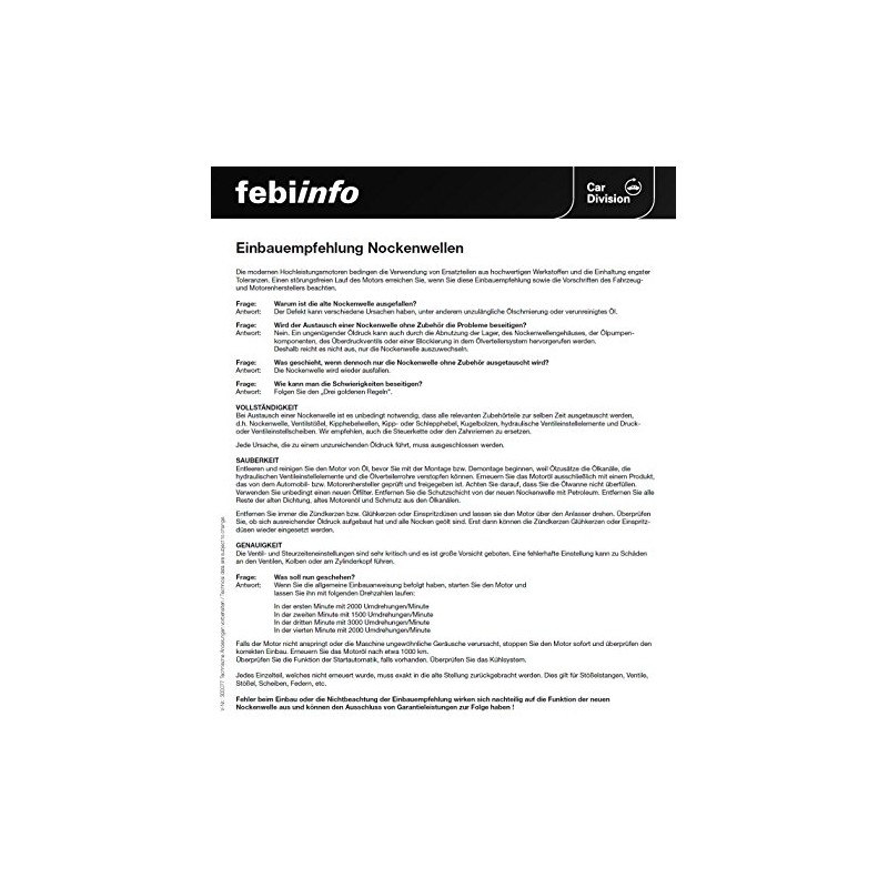 febi bilstein 26807 Camshaft Timing Belt