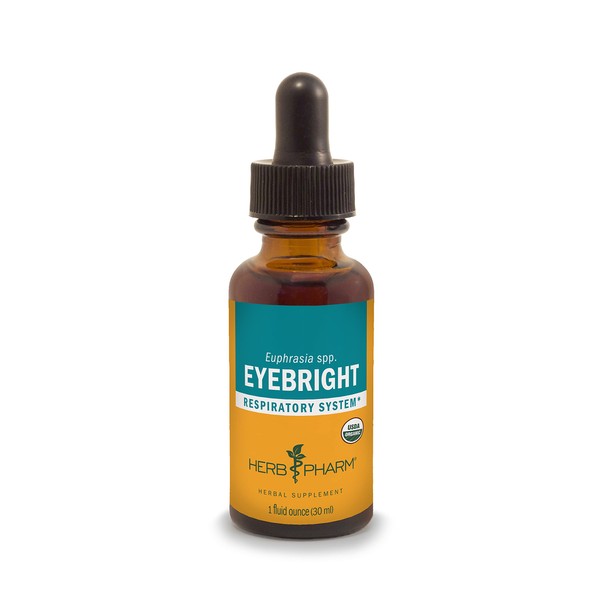 Herb Pharm Certified Organic Eyebright Liquid Extract for Respiratory System Support - 1 Ounce, clear