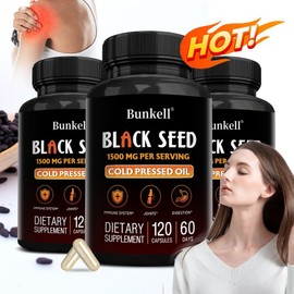 Black Cumin Oil Extract Capsules 1500mg - Supports immune system and joint health, 3 packs, 120 tablets / 블랙커민오일추출물 캡슐 1500mg - 면역체계와 관절건강 지원, 3개, 120정