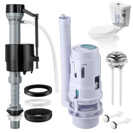 Saillong 1 Pack 3 Inch Universal Toilet Tank Replacement Kit, Include Dual Flush Valve with Push Button, Toilet Fill Valve, Bowl Gasket and Plastic Bolts, Tank Parts Replacement for 2-Piece