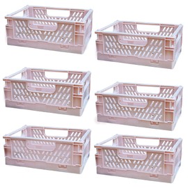 EURXLQ Pack of 6 Folding Boxes, Pink, 15 x 10 x 6 cm, Folding Box Baskets, Storage, Collapsible, Portable Storage Boxes, Colourful Storage Box, Suitable for Kitchen, Bathroom, Office, Bedroom