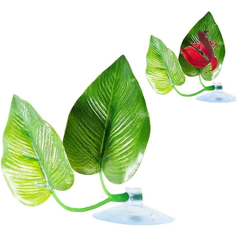 Rosojodg 1Pc Fish Toys Reusable Plastic Plant Betta Hammock Leaf