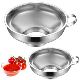 Set of 2 Funnels, Stainless Steel Funnel Set, Jam Funnel, Preserving Funnel, Stainless Steel Funnel, Small and Large Opening, Kitchen Filling Funnel for Jars, Metal Funnel for Jam Filling