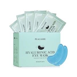 PEAUAMIE Parches para debajo de los ojos (30 pares) de oro de 24 quilates y parche de ojos de ácido hialurónico y máscaras de ojos de rosa para ojeras e hinchazón, tratamiento de bolsas de ojos antiarrugas (ácido hialurónico)