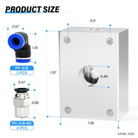 TAILONZ PNEUMATIC 1/4 Inch od Push-in connection shunt Push to Connect Fittings Manifold Block Assembly Pneumatic Fittings Kit (Pack of 7)