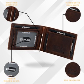 Glamicci Money Clip Wallet for Men | Slim Wallet for Men & RFID Blocking Leather Card Holder | Minimalist Wallet for Men (RGTW1HB) (Hunter Brown)