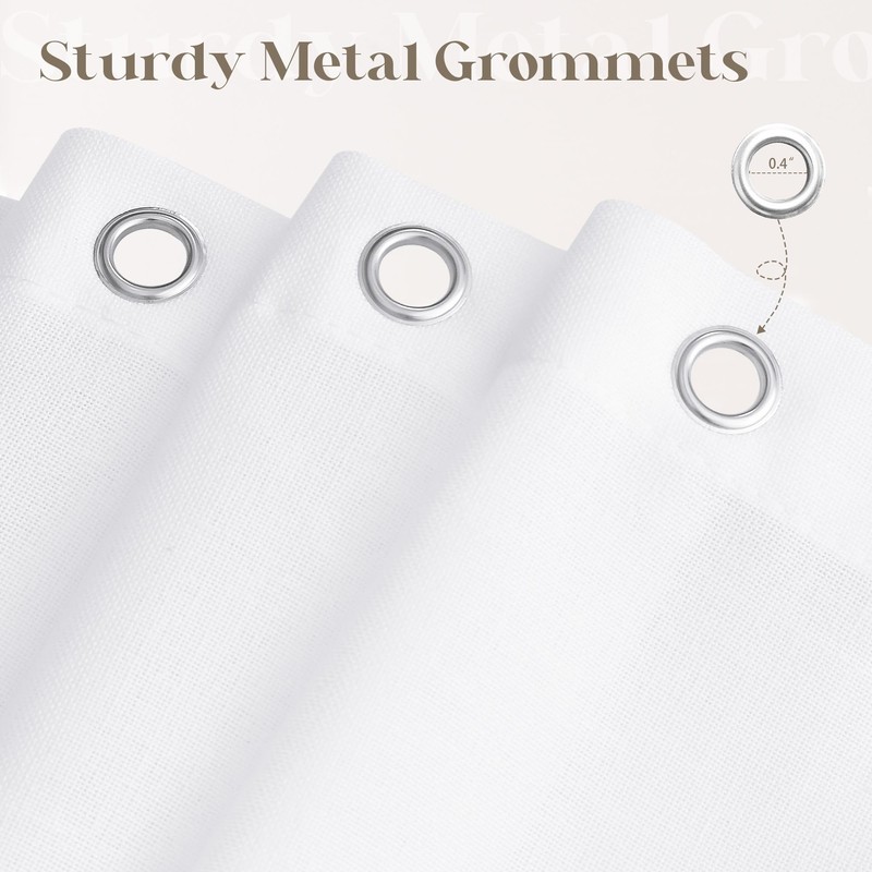 DUKIYO White Linen 90 Inch Shower Curtain Extra Long Cloth