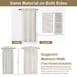 OVZME Natural Room Darkening Curtains for Bedroom 63 Inches Long 2 Panels, Thermal Insulated Energy Saving Blackout Curtains for Living Room, Dual Rod Pocket Blackout Drapes, 2x40Wx63L Inches