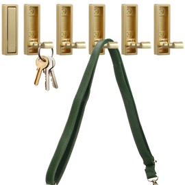 OMISTAR 6 PCS Folding Coat Hooks, Heavy Duty Metal Wall Hook Hanger, Concealed Furniture Handles for Cabinet, Drawer, Wardrobe, Rectangular Brushed Golden, Includes Screws