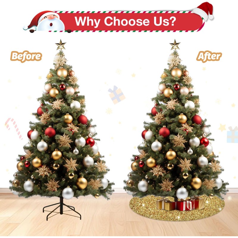 BSHSPX Gold Christmas Tree Skirt 21 Inches Mini Xmas Tree