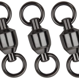 Ball Bearing Swivels - 20pcs/Pack High Strength Stainless Steel Ball Bearing Swivel with Two Welded Ring Fishing Swivel Connectors Saltwater Standard with Black Nickle Coated