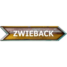 ANY AND ALL GRAPHICS ZWIEBACK Gold Arrow Shaped Weathered Rustic Painted Wood Look Novelty décor Composite Aluminum Beach Cottage Sign.