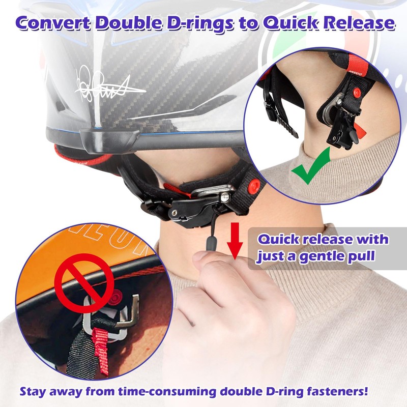 iGuerburn 2Pcs Helmet Quick Release Buckle Kit, Stainless Steel Motorcycle