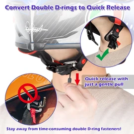 iGuerburn 2Pcs Helmet Quick Release Buckle Kit, Stainless Steel Motorcycle Helmet Accessories Chin Strap Buckle for D-RING Helmets, Easy to Disconnect Even with Gloves (Black)