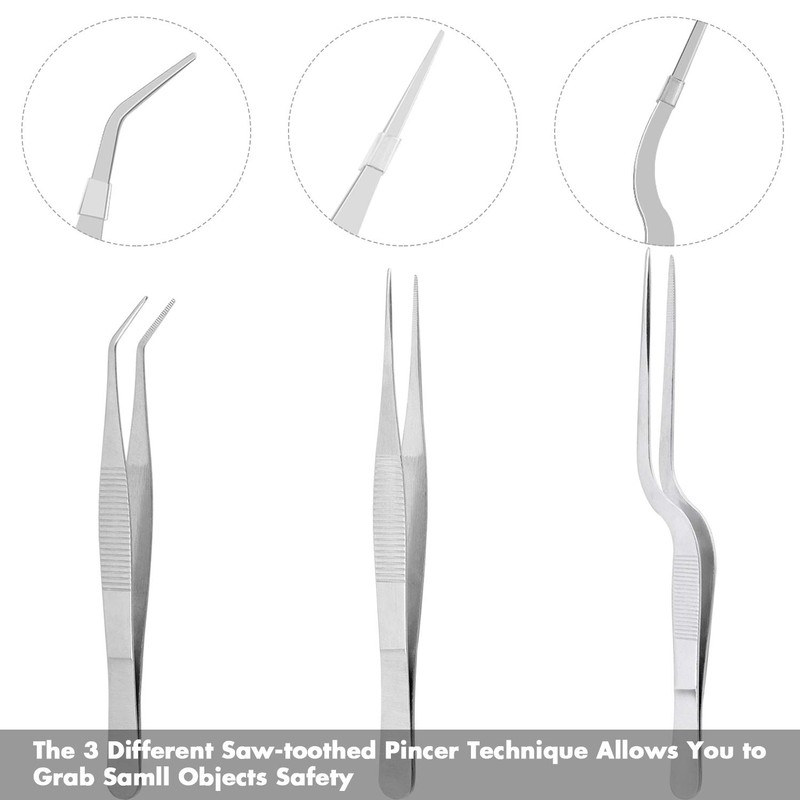 Cridoz 6 Pcs Stainless Steel Kitchen Cooking Tweezers Precision Tongs