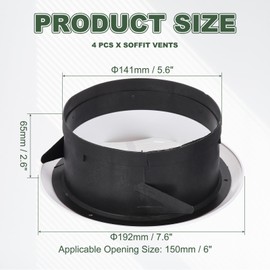 PATIKIL 6 Inch Round Air Vent Cover, 4 Pcs ABS Louver Soffit Vents with Screen Ceiling Diffuser Grill Cover for Bathroom Kitchen Home Office Ventilation