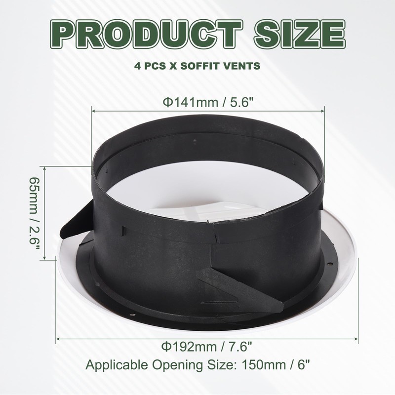 PATIKIL 6 Inch Round Air Vent Cover, 4 Pcs ABS