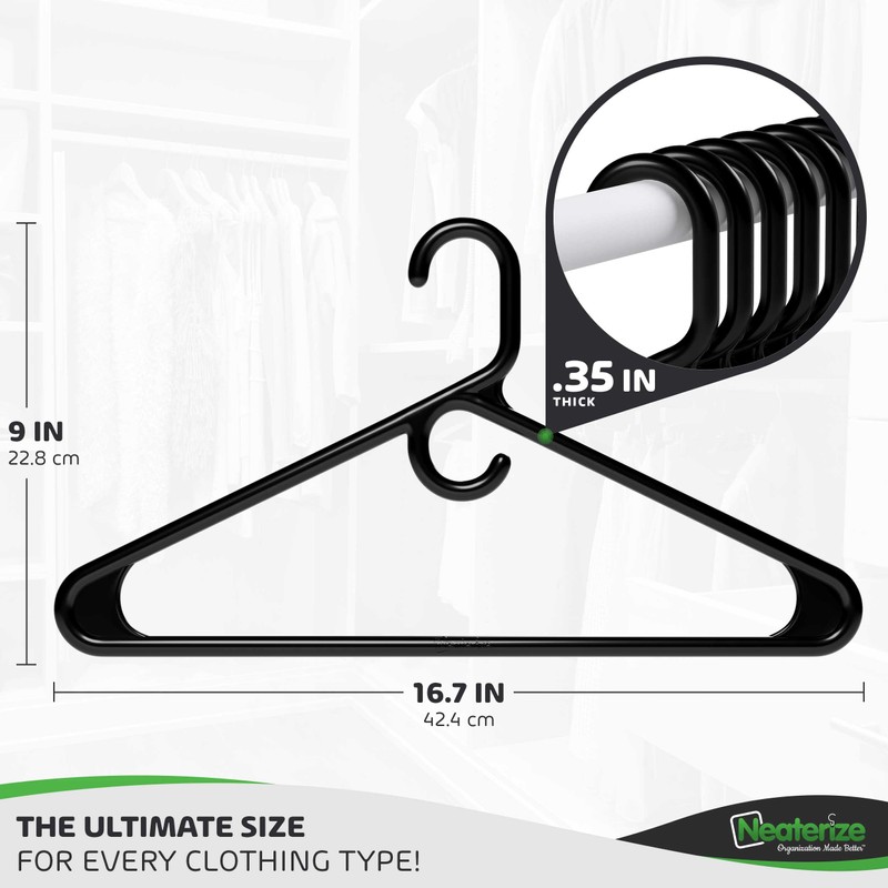 Ultra Heavy Duty Plastic Clothes Hangers - Black - Durable