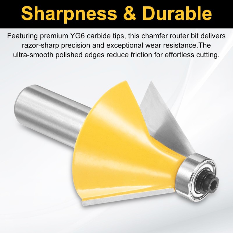 sourcing map 3pcs Chamfer Router Bit Set 1/4" Shank 15,