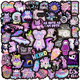 100 Pieces Dark Purple Gothic Stickers Waterproof Vinyl Horror Skull Sticker Packaging for Computers, Skateboards, Water Bottles, Computers, Phones