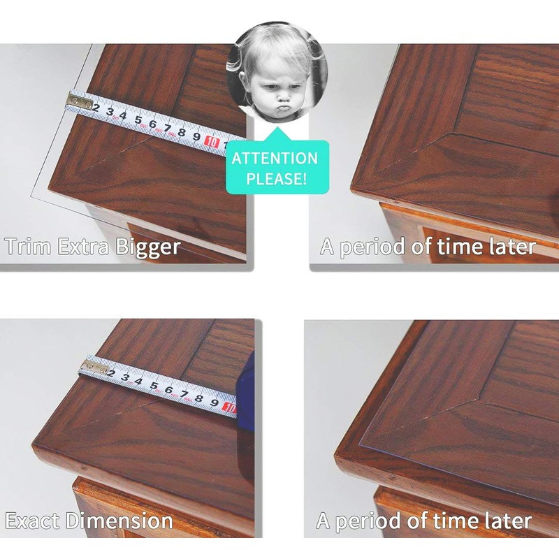 NECAUX 14 Inch Round Clear Table Cover Protector, 2mm Thick