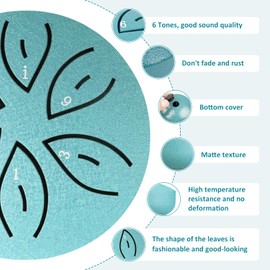 ZTJ Rain Drum for Outside, 3-Inch 6 Notes Steel Tongue Drum, Mini Hand Drum Outdoor Garden Chime with Mallets & Bag for Kids and Adults (Light Blue)