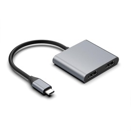 USB C to Dual HDMI Adapter, 4K@60hz Dual Monitor Adapter for MacBook Pro/Air, Thunderbolt 3/ USB Type C to 2 HDMI Big Screen Display Hub Dongle for Dell HP Surface Desktop, Laptops, USB-C Devices