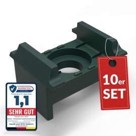 Qualinos 10x High-Quality Double Rod Mat Fence Mounting Accessories Fence Holder UV Stabilised Green 6005 for 40 x 60 mm Fence Posts Double Rod Mat Holder Made in Germany