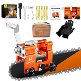 Chainsaw Sharpener Jig, Chain Saw Sharpener Tool with 5 Titanium-Plated Diamond Bits Burrs Bag, Universal Portable Hand Crank Chainsaw Sharpening Kit for 6"-22" Chain Saw, Electric Saw