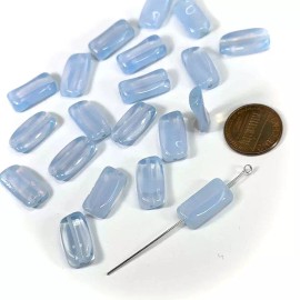 PRECIOSA Czech Pressed Druk Twisted Rectangle Glass Beads 18x9mm Light Blue Opal 15pcs