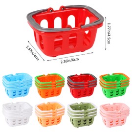 FINGOOO 24 Pack Mini Plastic Baskets for Kids, Colorful Small Shopping Basket Pretend Play Toy for Easter Birthday Gift Party Favors