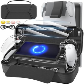 Daydayup PS Portal Storage Case Storage Bag + Protective Cover for PS Portal + PS Portal Remote Player for Glass Film 2 Pieces + Charging Cable + 4 Pcs PS Portal Thumb Cap + PS Portal Stand Large