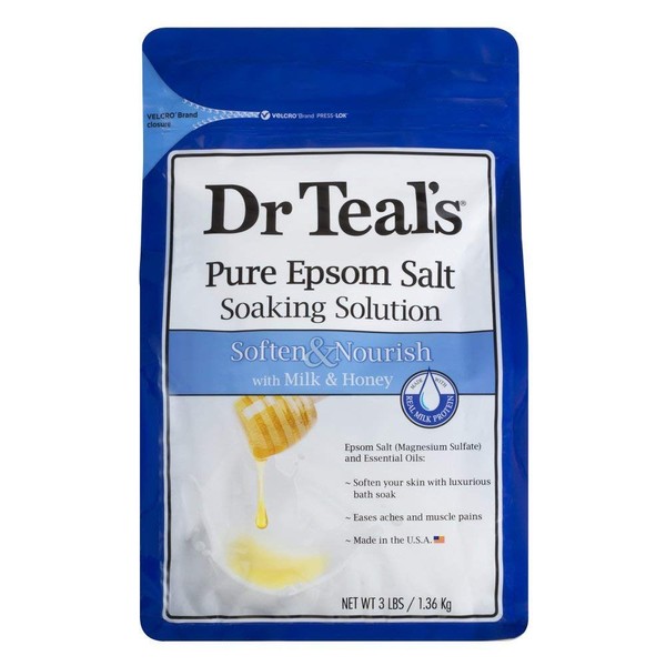 Dr. Teal's Epsom Salt Soaking Solution, Soften & Nourish with Milk and Honey, 48oz