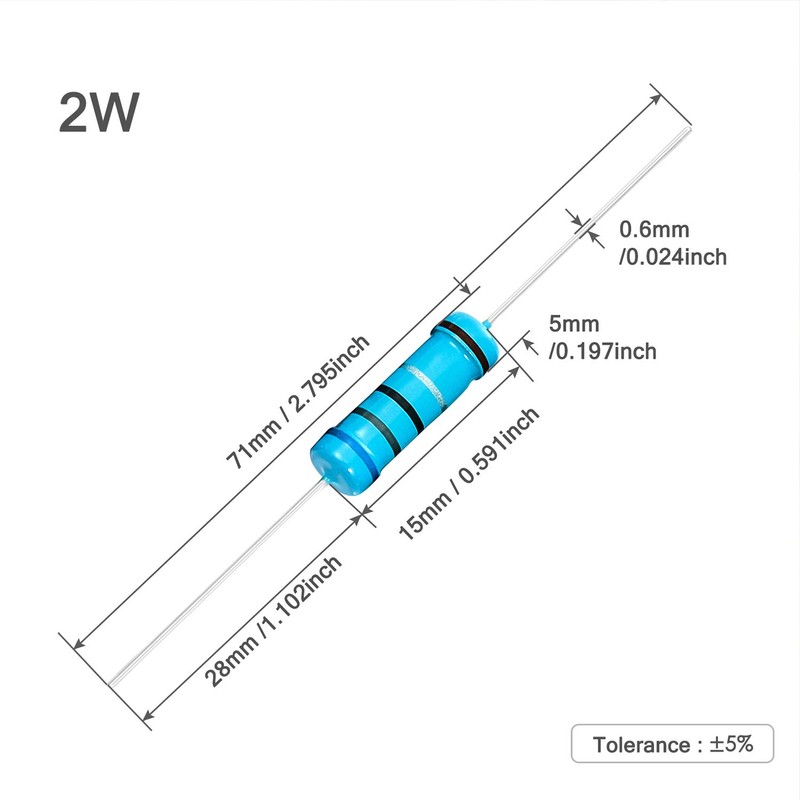 Chanzon 30pcs 2W 47K Ω ohm Metal Film Fixed Resistor
