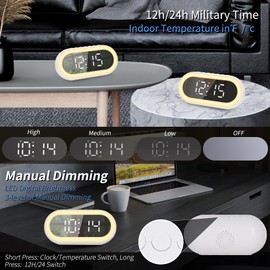 LED Digital Alarm Clock for Bedrooms,Alarm Clocks bedside with 4-Level Nightlight Brightness, Super Loud Dual Alarms, USB Port, Power-Off Memory,12/24h,Temp,Snooze, Desk Clock for Adult Kid (White)